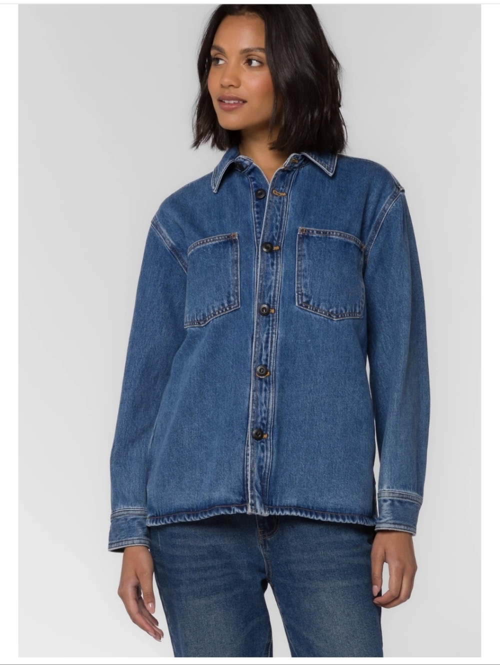 NWT VELVET HEART Bandita Denim Shacket Blue Womens Size M
